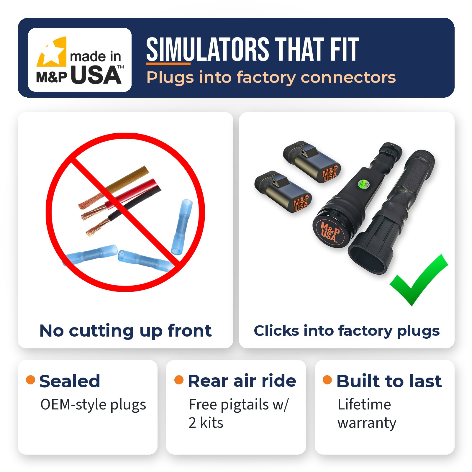 Z55 MagneRide simulators that plug into the factory front connectors, with rear air ride pigtails free with 2 kits