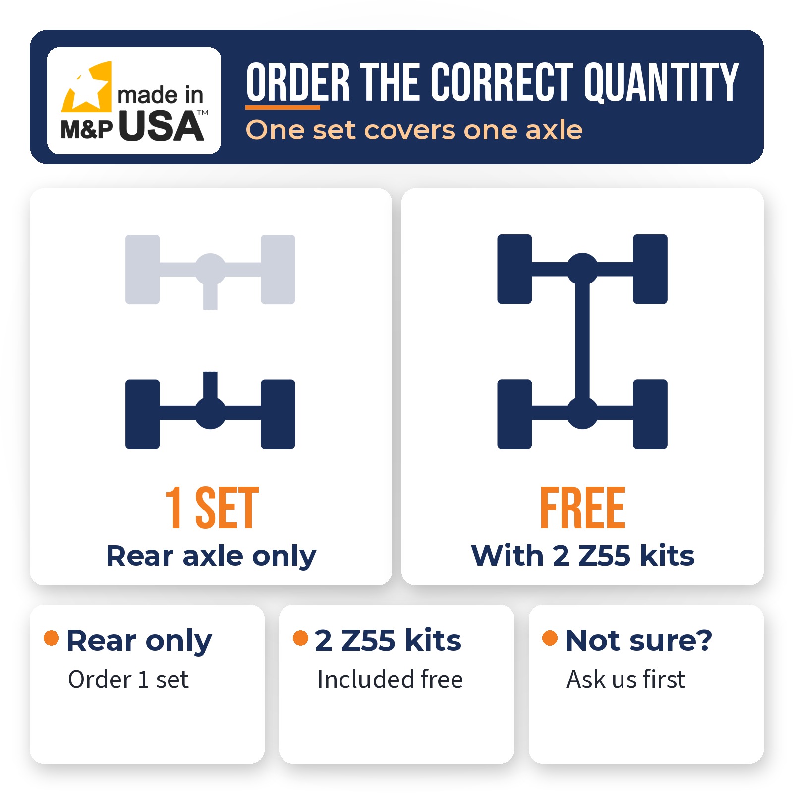 Order one Z55 pigtail adapter set for the rear axle, included free with two Z55 kits